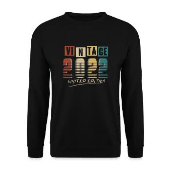 2022 Vintage 2022 né en 2022 anniversaire. Année 2 - Sweat-shirt Unisexe - noir - Devant - Alina (178cm) & Michal (187cm)