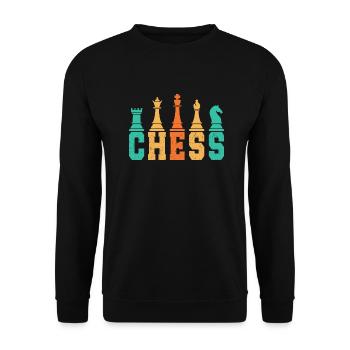 Chess Player Geschenk Schach Sport Schachmeister - Unisex Pullover - Schwarz - Vorne - Alina (178cm) & Michal (187cm)