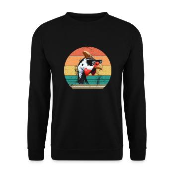 Hühner Hahn Perlhuhn - Unisex Pullover - Schwarz - Vorne - Alina (178cm) & Michal (187cm)
