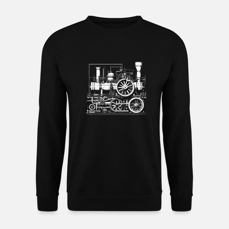 steam machine engine blueprint - Unisex Sweatshirt - black