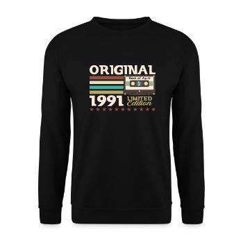 34ème anniversaire cassette cadeau mari avril 1991 - Sweat-shirt Unisexe - noir - Devant - Alina (178cm) & Michal (187cm)