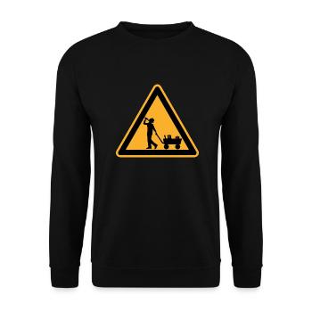 Father's Day warning sign - Unisex Sweatshirt - black - Front - Alina (178cm) & Michal (187cm)