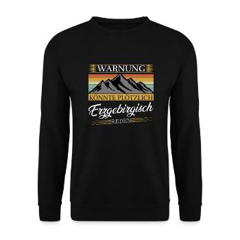 Erzgebirge warnung - Unisex Pullover - Schwarz - Vorne - Alina (178cm) & Michal (187cm)