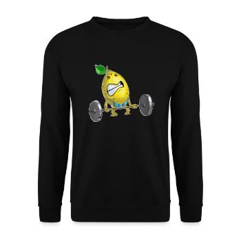 Chemise de sport drôle avec citron de fitness - Sweat-shirt Unisexe - noir - Devant - Alina (178cm) & Michal (187cm)