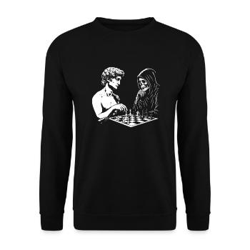 David Michelangelo plays chess with death - Unisex Sweatshirt - black - Front - Alina (178cm) & Michal (187cm)