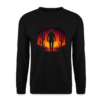 Desert Cowboy - Sunset Western - Unisex Sweatshirt - black - Front - Alina (178cm) & Michal (187cm)
