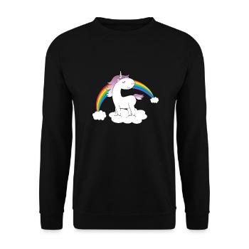 Einhorn auf Wolke - Unisex Pullover - Schwarz - Vorne - Alina (178cm) & Michal (187cm)