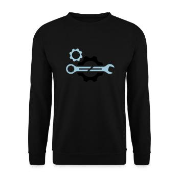 Maulschlüssel und Zahnrad - Unisex Pullover - Schwarz - Vorne - Alina (178cm) & Michal (187cm)