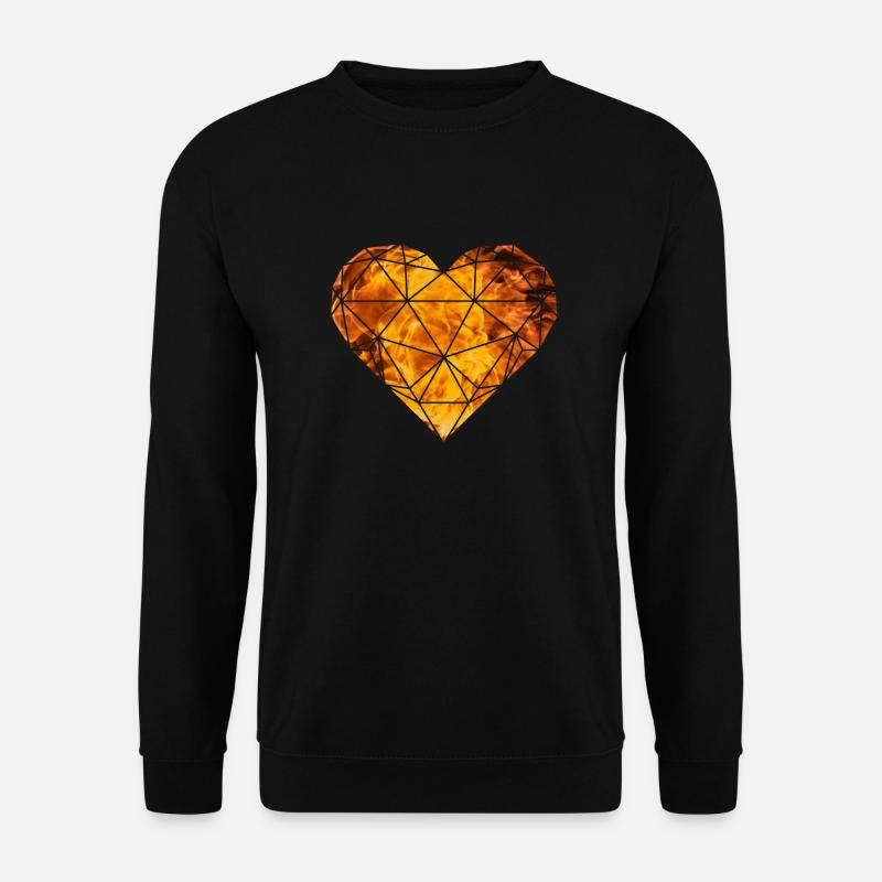 3D Herz Flammen Feuer - Unisex Pullover - Schwarz