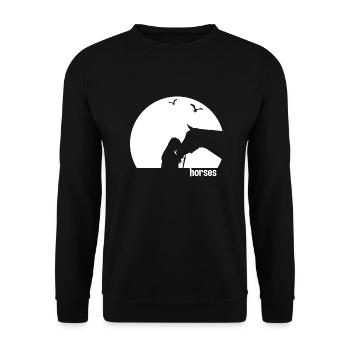 Pferde Freundschaft - Unisex Pullover - Schwarz - Vorne - Alina (178cm) & Michal (187cm)