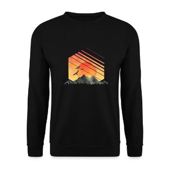 Sonnenaufgang Berge Campen Natur Geschenk Wandern - Unisex Pullover - Schwarz - Vorne - Alina (178cm) & Michal (187cm)