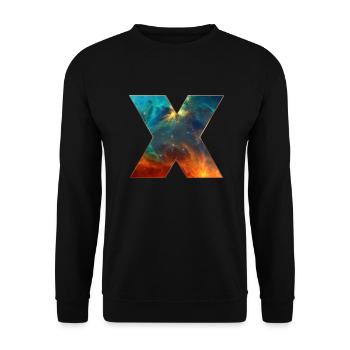 Buchstabe X, Universum, Weltraum, Kosmos, Sci-fi - Unisex Pullover - Schwarz - Vorne - Alina (178cm) & Michal (187cm)