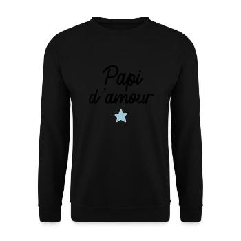 papi d amour e toile - Sweat-shirt Unisexe - noir - Devant - Alina (178cm) & Michal (187cm)