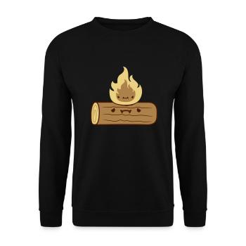 Clipart Holzscheit verbrennt - Unisex Pullover - Schwarz - Vorne - Alina (178cm) & Michal (187cm)