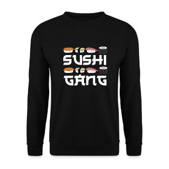 Sushigang Sushiarten Spruch mit Gesichtern - Unisex Pullover - Schwarz - Vorne - Alina (178cm) & Michal (187cm)