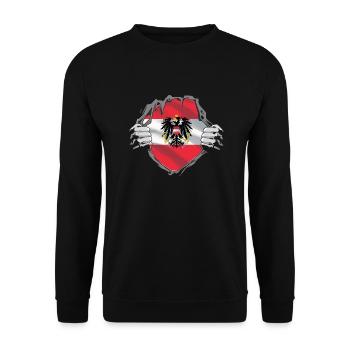 Autriche drapeau armoiries cadeau super-héros - Sweat-shirt Unisexe - noir - Devant - Alina (178cm) & Michal (187cm)