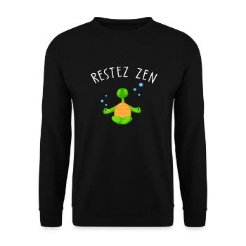 restez zen / humour yoga tortue - Sweat-shirt Unisexe - noir - Devant - Alina (178cm) & Michal (187cm)