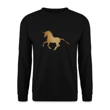 Einhorn, Gold, Glitzer - Unisex Pullover - Schwarz - Vorne - Alina (178cm) & Michal (187cm)