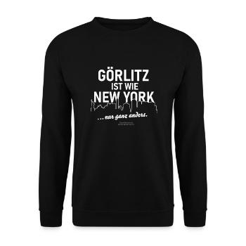 Görlitz.ist wie New York - Unisex Pullover - Schwarz - Vorne - Alina (178cm) & Michal (187cm)