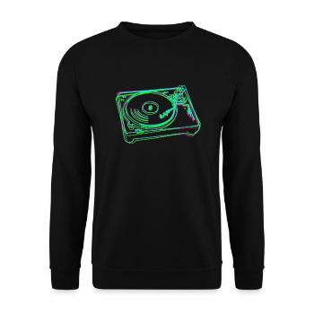 Turntable Vinyl Stilisiert Bunt - Unisex Pullover - Schwarz - Vorne - Alina (178cm) & Michal (187cm)