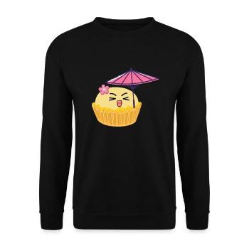 Süßer Kawaii Cupcake Japanische Süßigkeit Cartoon - Unisex Pullover - Schwarz - Vorne - Alina (178cm) & Michal (187cm)