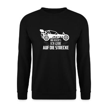 Mir reicht's ich gehe auf die Strecke Modellbau R - Unisex Pullover - Schwarz - Vorne - Alina (178cm) & Michal (187cm)