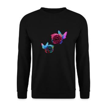 2 brombeeren,brombeere,blau,pop-art,blau,malerei, - Unisex Pullover - Schwarz - Vorne - Alina (178cm) & Michal (187cm)