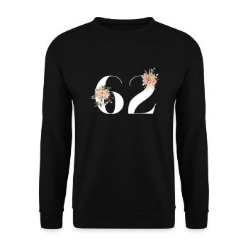 Blumen zum 62. Jahrestag (Geschenk von 62 Jahren) - Unisex Pullover - Schwarz - Vorne - Alina (178cm) & Michal (187cm)