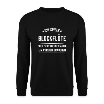 Blockflöte - Unisex Pullover - Schwarz - Vorne - Alina (178cm) & Michal (187cm)