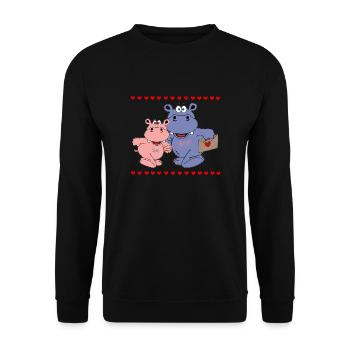 valentistag lettre hippo hippopotame amour chers enfants - Sweat-shirt Unisexe - noir - Devant - Alina (178cm) & Michal (187cm)