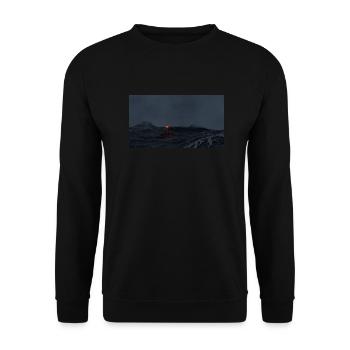 Sturm im Meer, mit leuchtende Boje - Unisex Pullover - Schwarz - Vorne - Alina (178cm) & Michal (187cm)