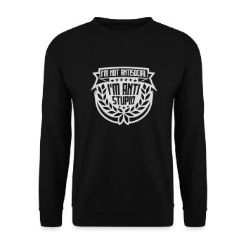 not antisocial anti stupid - Unisex Sweatshirt - black - Front - Alina (178cm) & Michal (187cm)