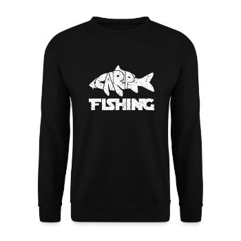 Carp Fishing - Karpfen Angeln - Unisex Pullover - Schwarz - Vorne - Alina (178cm) & Michal (187cm)