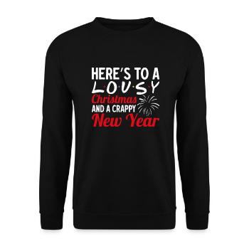 6 Heres to a lousy christmas and a crappy new year - Unisex Pullover - Schwarz - Vorne - Alina (178cm) & Michal (187cm)