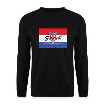 Zagreb - Hauptstadt mit GPS & Flagge - Unisex Pullover - Schwarz - Vorne - Alina (178cm) & Michal (187cm)