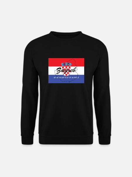 Zagreb - Hauptstadt mit GPS & Flagge - Unisex Pullover - Schwarz