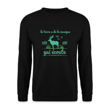 la terre a de la musique - Sweat-shirt Unisexe - noir - Devant - Alina (178cm) & Michal (187cm)