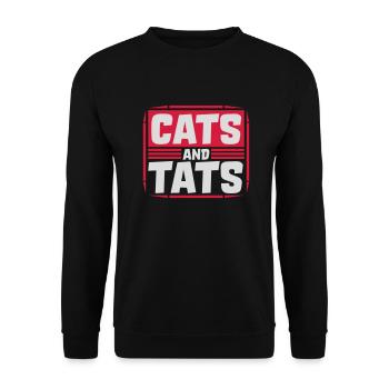 cats and tats Zitat - Unisex Pullover - Schwarz - Vorne - Alina (178cm) & Michal (187cm)