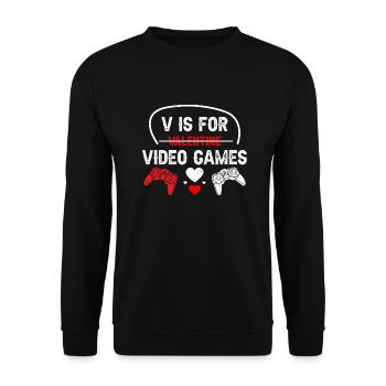 V is for Video Games No Valentines Couple Matching - Unisex Sweatshirt - black - Front - Alina (178cm) & Michal (187cm)