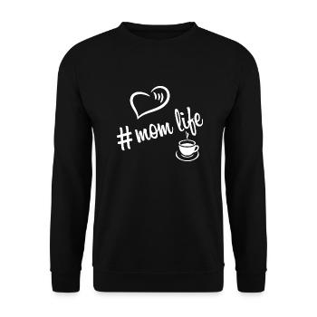 mom life coffe white - Unisex Pullover - Schwarz - Vorne - Alina (178cm) & Michal (187cm)