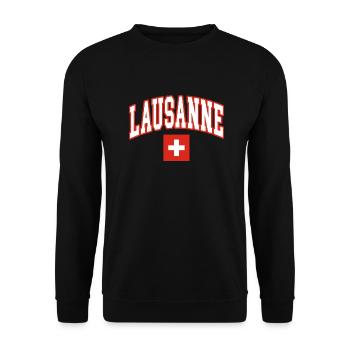 Lausanne schweiz flagge - Unisex Pullover - Schwarz - Vorne - Alina (178cm) & Michal (187cm)