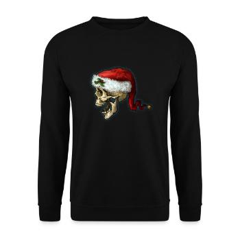Christmas Skull - Unisex Sweatshirt - black - Front - Alina (178cm) & Michal (187cm)