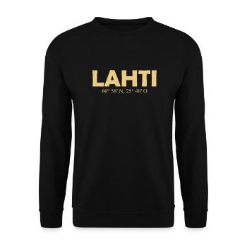 Lahti - Finland - Coordinates - Longitude Latitude - Unisex Sweatshirt - black - Front - Alina (178cm) & Michal (187cm)