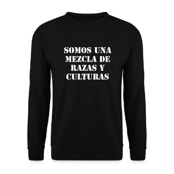 Latino Kultur Spruch in Spanisch - Unisex Pullover - Schwarz - Vorne - Alina (178cm) & Michal (187cm)