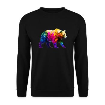 Origami Geometrie Bär bunt modern arty - Unisex Pullover - Schwarz - Vorne - Alina (178cm) & Michal (187cm)