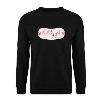Birthday Girl lettering with hearts - Unisex Sweatshirt - black - Front - Alina (178cm) & Michal (187cm)