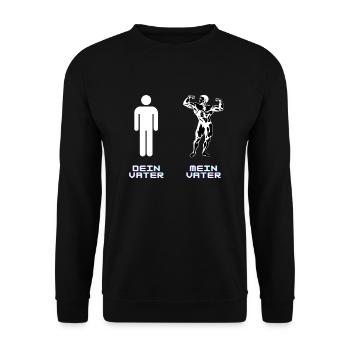 Dein Vater vs mein Vater - Unisex Pullover - Schwarz - Vorne - Alina (178cm) & Michal (187cm)