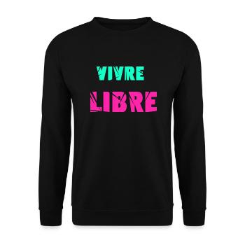 Vivre libre - Sweat-shirt Unisexe - noir - Devant - Alina (178cm) & Michal (187cm)
