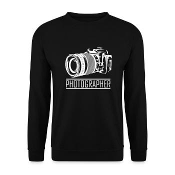 Lustiges Fotograf Geschenk Fotografie - Unisex Pullover - Schwarz - Vorne - Alina (178cm) & Michal (187cm)