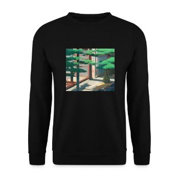 Tokio-Landschaft - Unisex Pullover - Schwarz - Vorne - Alina (178cm) & Michal (187cm)